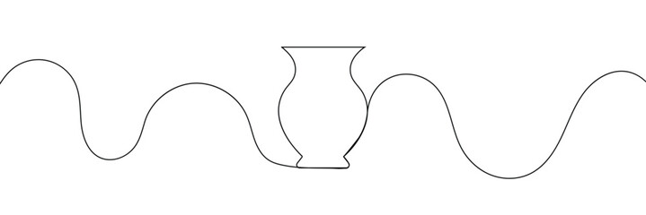 Continuous line drawing of vase. One line drawing background. Vector illustration. Linear drawing of a vase 