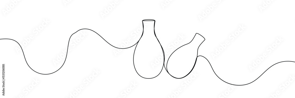 Poster continuous line drawing of vase. one line drawing background. vector illustration. linear drawing of