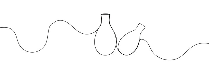 Continuous line drawing of vase. One line drawing background. Vector illustration. Linear drawing of a vase 
