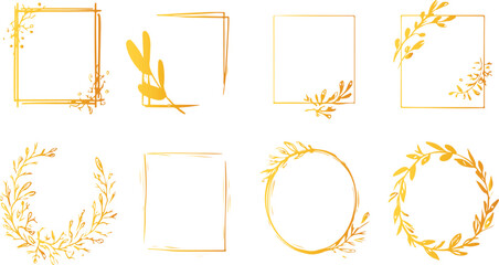 Set of Decorative vintage frames set Gold photo frame with corner Thailand line Borders corners ornate frames.