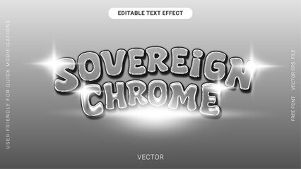 Editable SOVEREIGN CHROME Balloon Text Effect in Silver Chrome Vector EPS Design