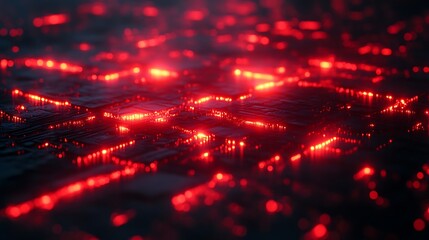 Abstract glowing red pattern on dark surface