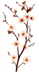 A bunch of peach blossoms light pink and white flowers generative AI