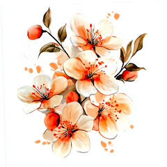 A bunch of peach blossoms light pink and white flowers generative AI