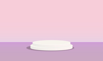 White podium for product presentation on purple background.