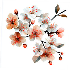 A bunch of peach blossoms light pink and white flowers generative AI