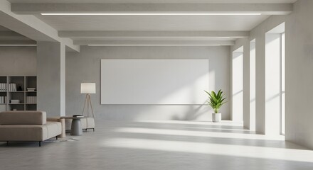 Fototapeta premium Modern Minimalist Living Room Interior Design Blank Canvas for Your Creative Vision