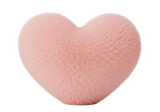 Isolated Fluffy Pink Heart Shaped Pillow