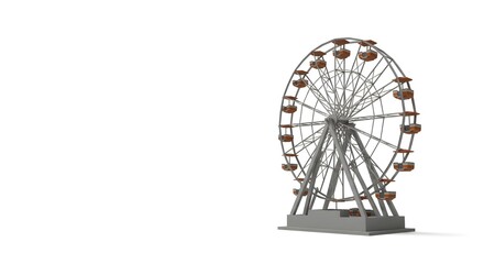 3D Render of a Classic Ferris Wheel Amusement Park Ride