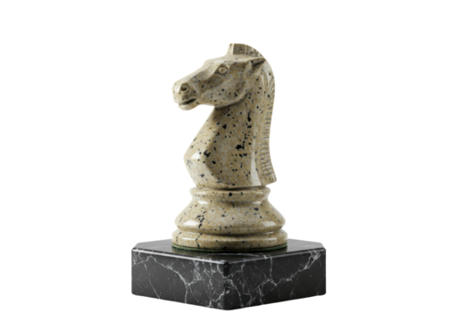 Isolated Chess Knight Piece Made of Stone