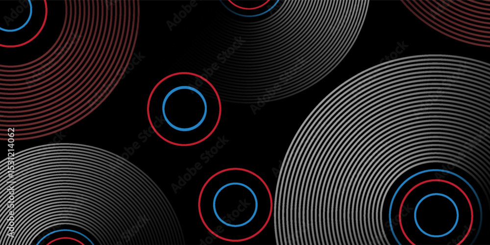 Aufkleber abstract grey and red circle line vector on dark background. modern simple overlap circle lines text