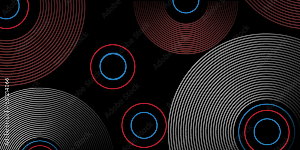 Aufkleber abstract grey and red circle line vector on dark background. modern simple overlap circle lines text