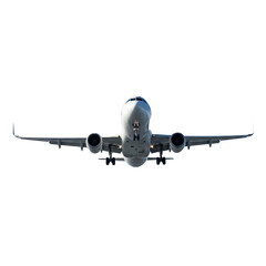 Fototapeta premium Commercial Airplane Landing Gear Down Approaching Over Clouds in Blue Sky - Aviation Travel