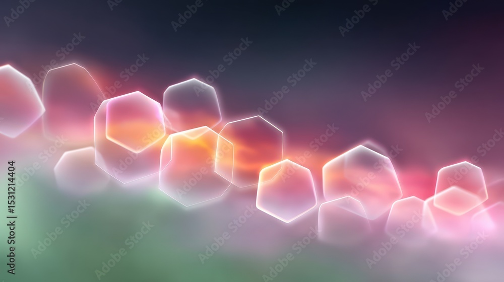Aufkleber Abstract Hexagon Grid Pattern on Black Gradient Background