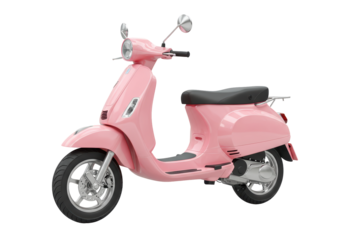 Isolated Pastel Pink Motor Scooter with Retro Design