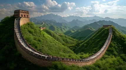 Wanddecoratie Chinese Muur Majestic great wall of china winding through mountains  © MdAzgor