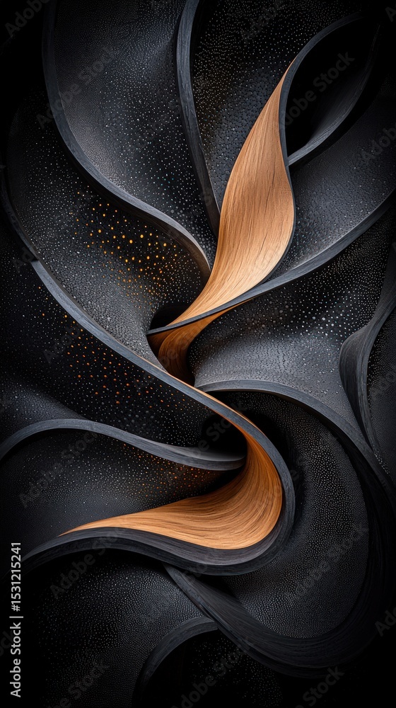 Poster abstract intersecting curved lines and loops forming abstract art