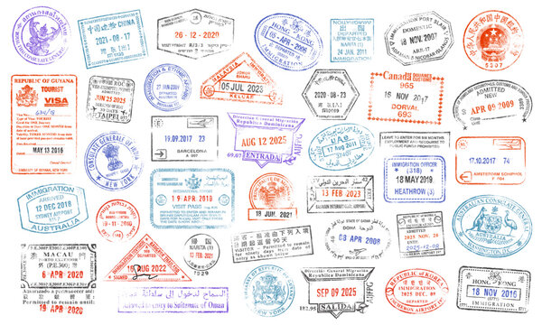 Passport stamps vector illustration