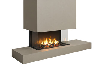 Isolated Modern Fireplace with Glass Enclosure