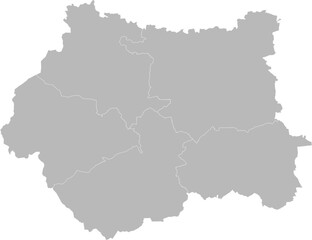 Fototapeta premium West Yorkshire, United Kingdom – administrative vector map with borough boundaries (Web Mercator projection, PPT-compatible & fully editable)