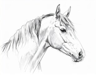 Obraz premium Hand-drawn pencil sketch showing a horse’s head and neck with natural shading and soft lines