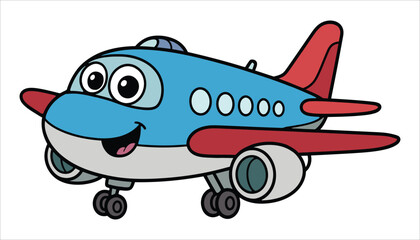 Cute Cartoon Airplane Vector for Kids on White Background