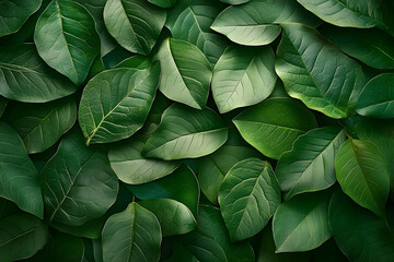 A close-up view of vibrant green leaves.