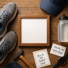 Sporty Dad Flat Lay — Father's Day Fitness Frame