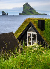 A seascape of the town of Bour in the Faroe Islands