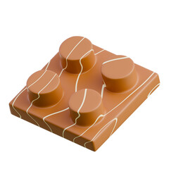 3D Render Delicious milk chocolate bar with caramel swirls, ideal for food photography, marketing, or confectionery promotions.