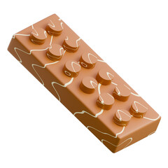 3D Render Delicious milk chocolate bar featuring hazelnuts, ideal for confectionery promotions and product displays.