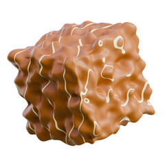 Detailed 3D illustration of a jerky snack cube, suitable for food product promotions and snack branding.