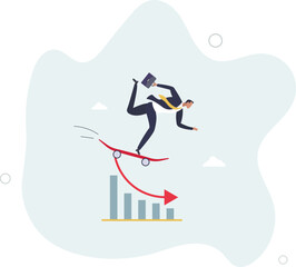 Prepare for economic down fall, collapse recession or financial crisis causing stock and crypto market to fall down concept. character life .