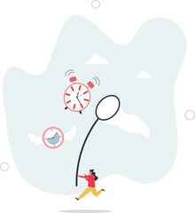 Lack of time or running out of time, countdown for work project deadline or time is valuable thing in life concept. character life .