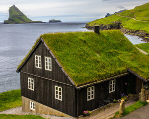 A seascape of the town of Bour in the Faroe Islands