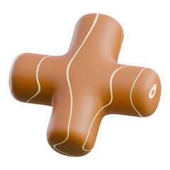 3D Render A soft, foam cross-shaped massage roller designed for muscle relaxation and physical therapy.