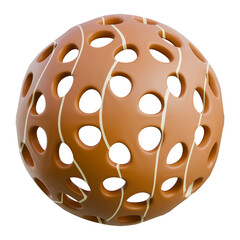 A detailed 3D illustration of a spherical object with holes, suitable for technology and design applications.