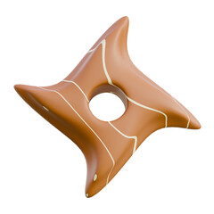 3D Render Sweet star-shaped cookie decorated with white icing, ideal for desserts, baking, or festive treats.