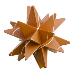 3D Render Intricate paper star sculpture, ideal for decoration, arts, crafts, and origami displays.