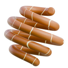 3D Render A group of beige capsules with white stripes, suitable for medical, pharmaceutical, or healthcare content.