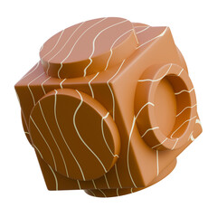 A realistic 3D wooden cube featuring a prominent letter Q, suitable for educational, branding, or design projects.