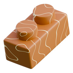 3D Render Delicious milk chocolate bar with white caramel drizzle, ideal for food packaging, advertising, or product display.