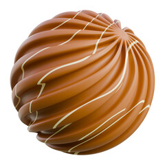 3D Render Elegant chocolate sphere showcasing smooth surface and white drizzle, ideal for desserts, confectionery marketing, and luxury branding.