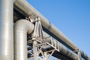 pipeline close-up against blue sky