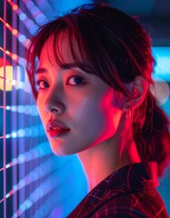 Glamorous Nighttime Neon Portrait