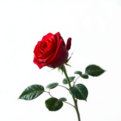 Beautiful Red Rose on a White Background