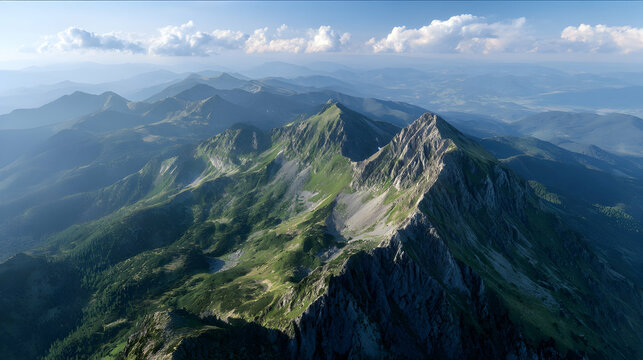 Aerial View of Majestic Mountain Range