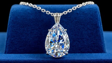 Realistic Painting of a Beautiful Diamond Pendant Necklace on Display