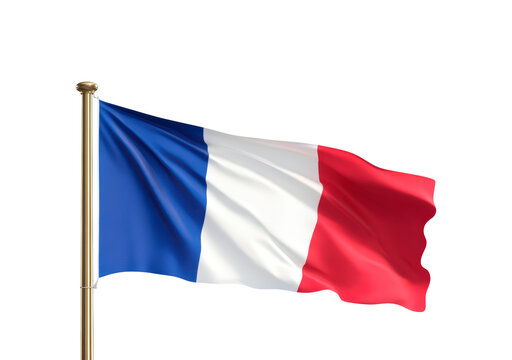 Waving French flag on transparent background, PNG