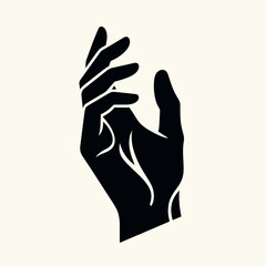 Hand Gesture Silhouette Vector Icon Open Palm Finger Pose Illustration